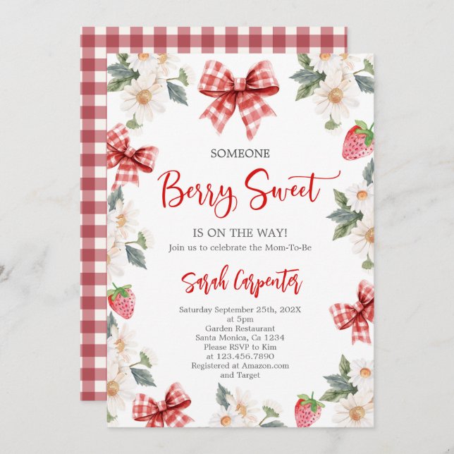 Strawberry Baby Shower Invitation (Front/Back)