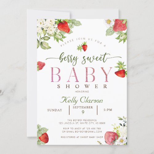 Strawberry Baby Shower Invitation