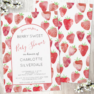 Editable Strawberry Baby Shower Invitation Berry Sweet Baby Shower Invite  Berry Sweet Baby Shower Invite Printable 236V1 1 