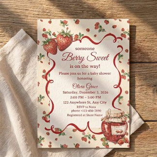 Strawberry Baby Shower Invitation