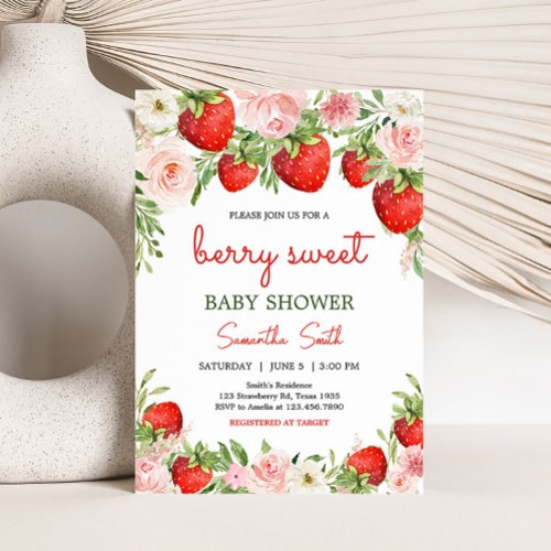 Strawberry Baby Shower  Invitation
