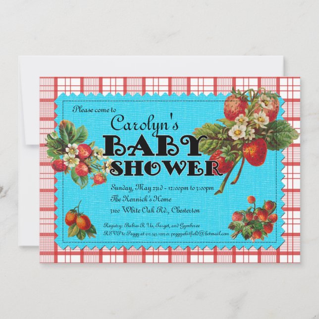 Strawberry Baby Shower Invitation (Front)