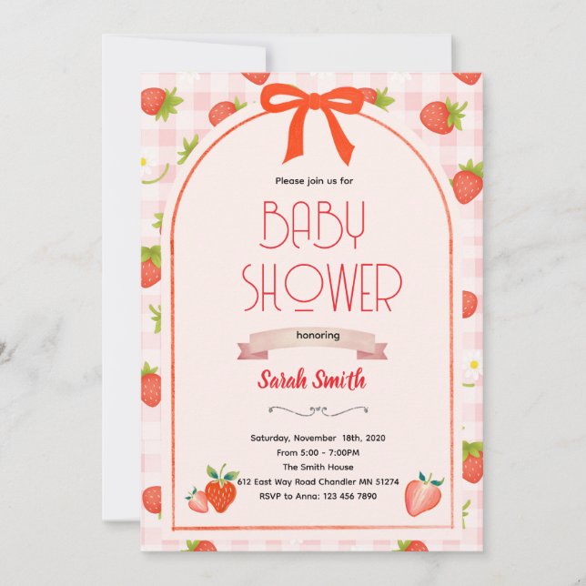 Strawberry baby shower invitation  (Front)