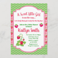 Strawberry Baby Shower Invitation 5x7 Girl Baby