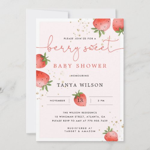 Strawberry Baby Shower Invitation  A Berry Sweet