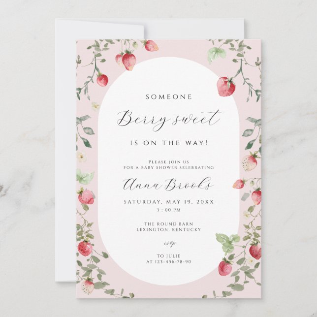 Strawberry Baby Shower Invitation | Berry Sweet  (Front)