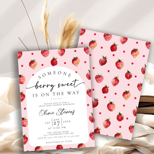 Strawberry Baby Shower Invitation  Berry Sweet