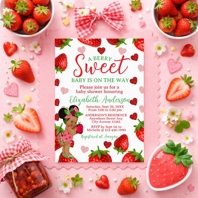 Strawberry Baby Shower Invitation, Berry Sweet Inv Invitation (Creator Uploaded)