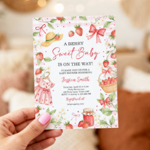 Strawberry Baby Shower Invite Berry Sweet Baby