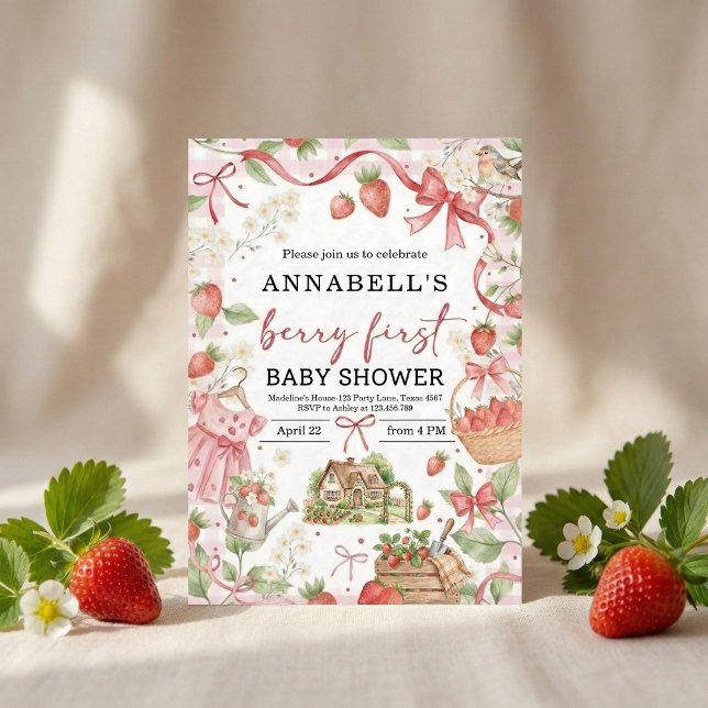 Strawberry baby shower Invite First Berry Sweet (Creator Uploaded)