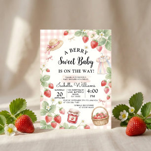 Strawberry baby shower Invite First Berry Sweet