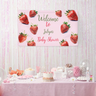 Strawberry baby shower It's a girl Banner