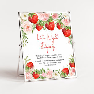 Strawberry Baby Shower Late Night Diapers Poster