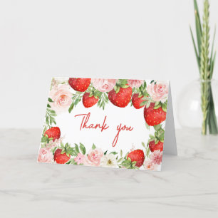 Strawberry Baby Shower  Letterpress Thank You Card