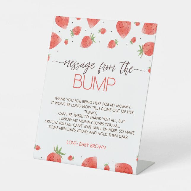 Strawberry Baby Shower Message From The Bump Sign (Front)