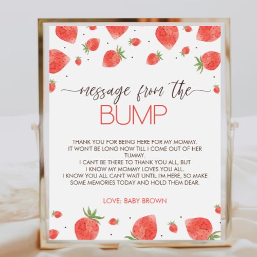 Strawberry Baby Shower Message From The Bump Sign