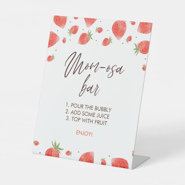 Strawberry Baby Shower Mom-osa Bar Sign (Front)