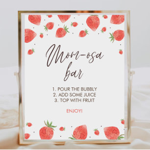 Strawberry Baby Shower Mom-osa Bar Sign