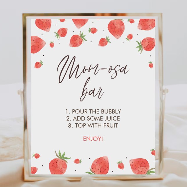 Strawberry Baby Shower Mom-osa Bar Sign (Creator Uploaded)