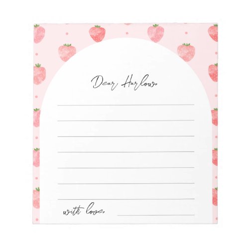 Strawberry Baby Shower Notepad  Notes to Baby