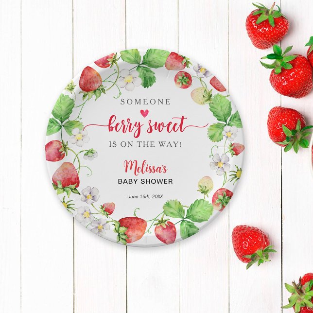 Strawberry Baby Shower Paper Plates (Creator Uploaded)