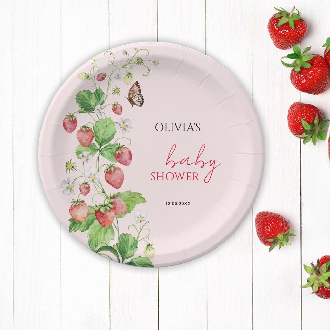 Strawberry Baby Shower Paper Plates (Creator Uploaded)