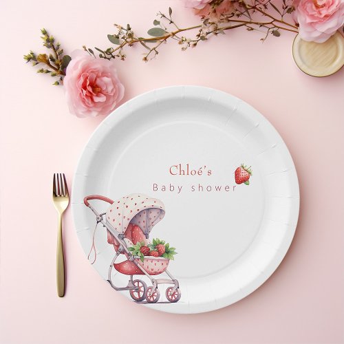 Strawberry baby shower  paper plates