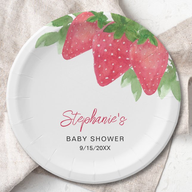 Strawberry Baby Shower  Paper Plates (Creator Uploaded)