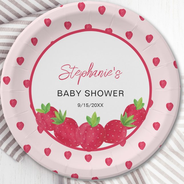 Strawberry Baby Shower Paper Plates (Creator Uploaded)