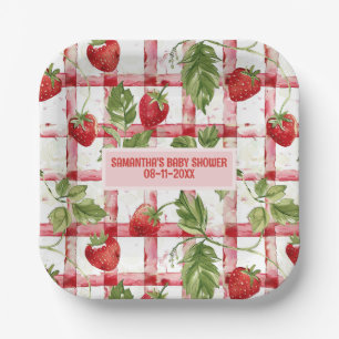Strawberry baby shower paper plates