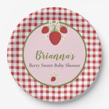 Strawberry Baby Shower Plates by OrangeOstrichDesigns at Zazzle
