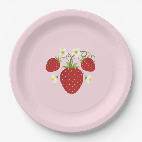 Strawberry Baby Shower Plates  Pink
