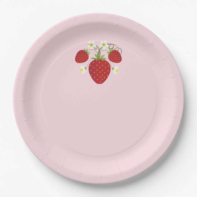 Strawberry Baby Shower Plates | Pink (Front)