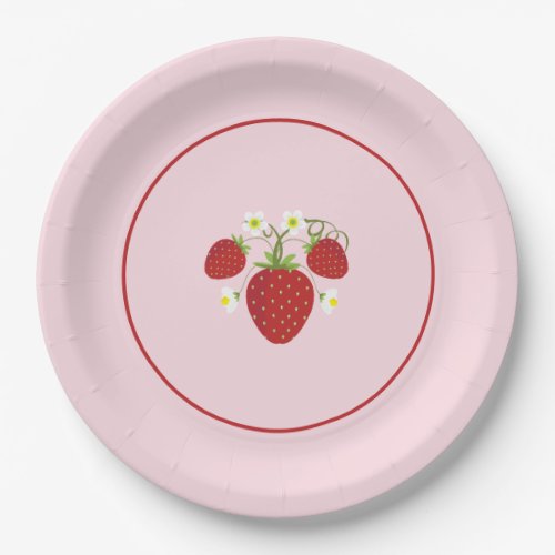 Strawberry Baby Shower Plates  Pink