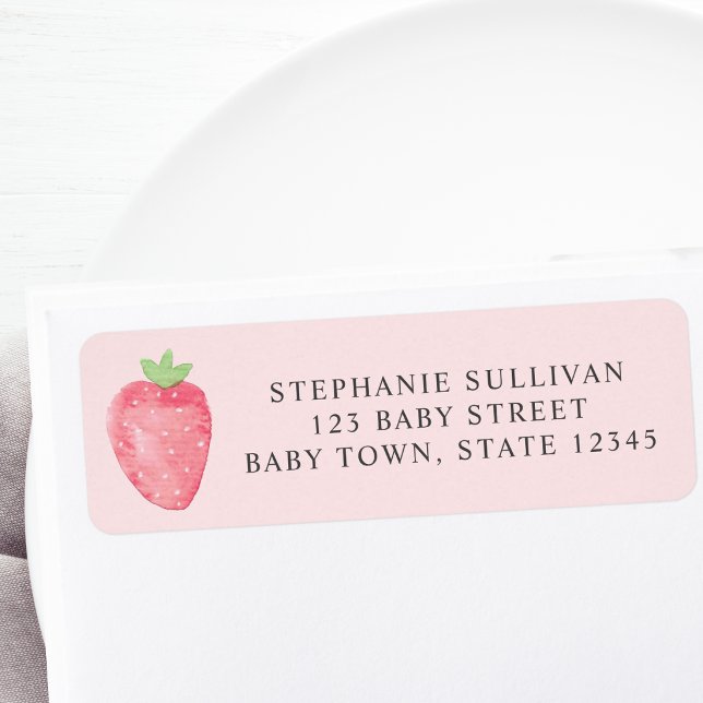 Strawberry Baby Shower Return Address  Label (Creator Uploaded)