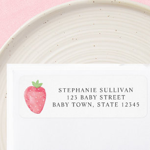 Strawberry Baby Shower Return Address  Label