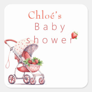 Strawberry baby shower  square sticker