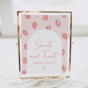 Strawberry Baby Shower Sweets and Treats Sign