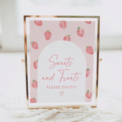 Strawberry Baby Shower Sweets and Treats Sign