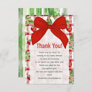 Strawberry baby shower thank you card