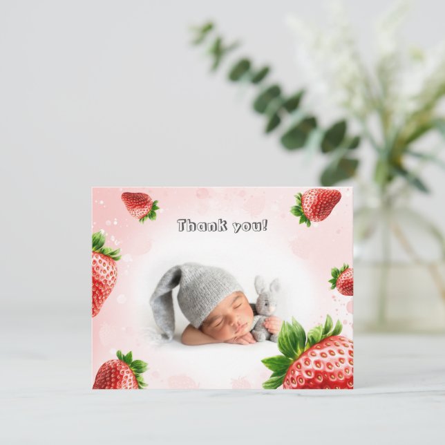 Strawberry Baby Shower - Thank You Card (Standing Front)