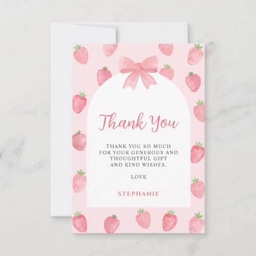 Strawberry Baby Shower Thank You Card