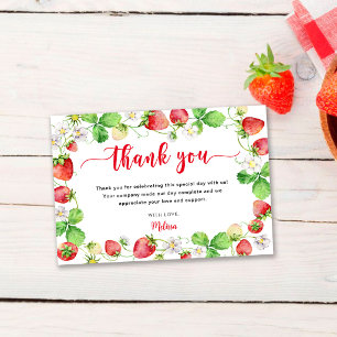 Strawberry Baby Shower Thank You Card