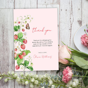 Strawberry Baby Shower Thank You Card