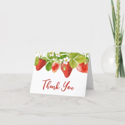 Strawberry Baby Shower Thank You Card