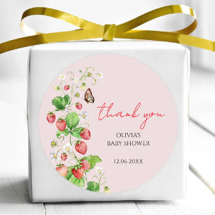 Strawberry Baby Shower Thank You Classic Round Sticker