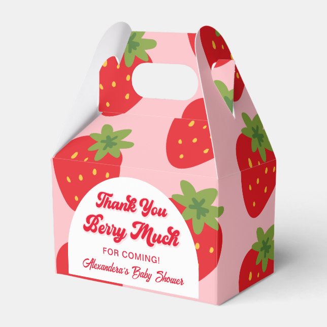 Strawberry Baby Shower Thank You Favor Boxes (Front Side)