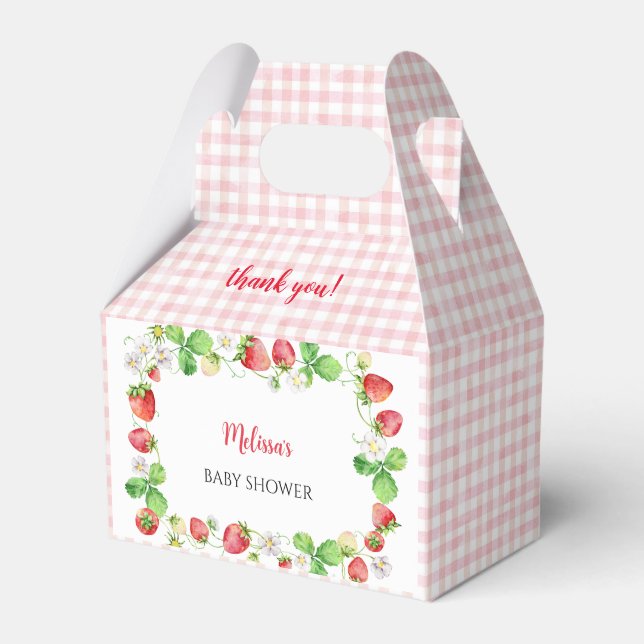 Strawberry Baby Shower Thank You Favor Boxes (Front Side)