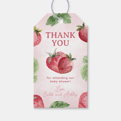 Strawberry Baby Shower Thank You Favor Gift Tags