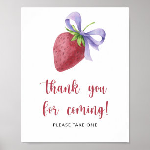 Strawberry baby shower - thank you for coming poster